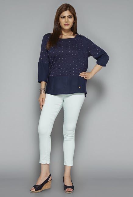 Gia by Westside Navy Embellished Blouse Gia by Westside Navy Embellished Blouse