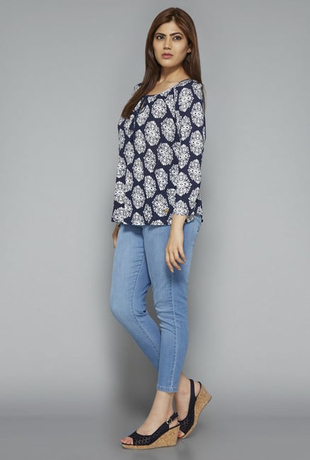 Gia by Westside Navy Printed Blouse Gia by Westside Navy Printed Blouse