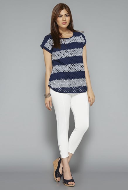 Gia by Westside Navy Striped T Shirt Gia by Westside Navy Striped T Shirt
