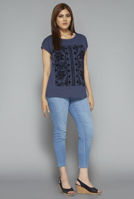 Gia by Westside Navy Printed T Shirt Gia by Westside Navy Printed T Shirt