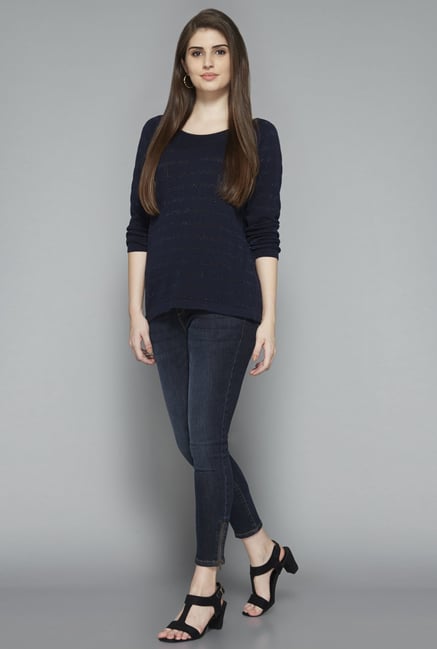 LOV by Westside Navy Striped T Shirt LOV by Westside Navy Striped T Shirt