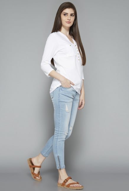 LOV by Westside White Solid Top LOV by Westside White Solid Top