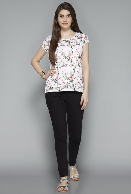 LOV by Westside White Floral Print T Shirt LOV by Westside White Floral Print T Shirt