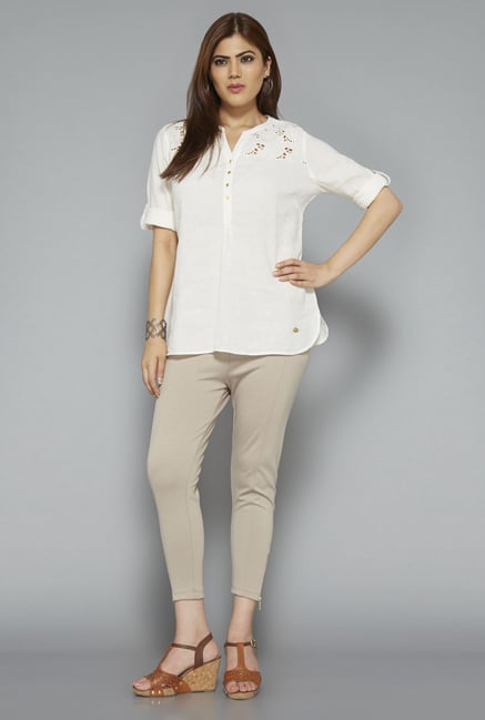 Gia by Westside Off White Solid Blouse Gia by Westside Off White Solid Blouse