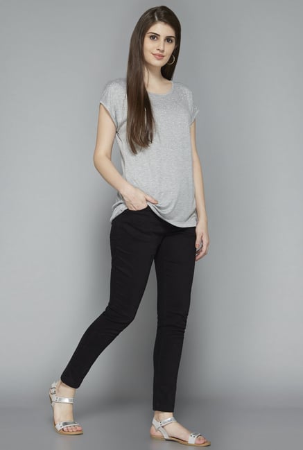 LOV by Westside Grey Embellished T Shirt LOV by Westside Grey Embellished T Shirt