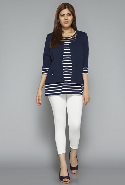 Gia by Westside Navy Striped Blouse Gia by Westside Navy Striped Blouse