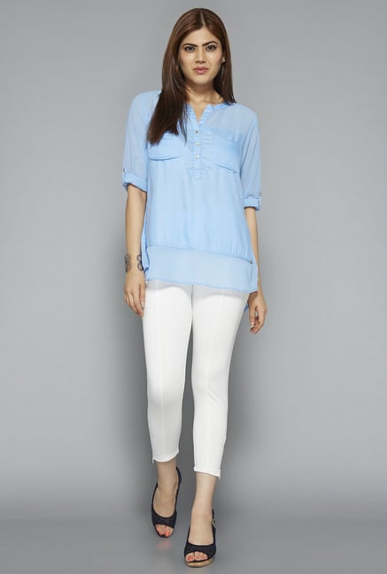 Gia by Westside Blue Solid Blouse Gia by Westside Blue Solid Blouse
