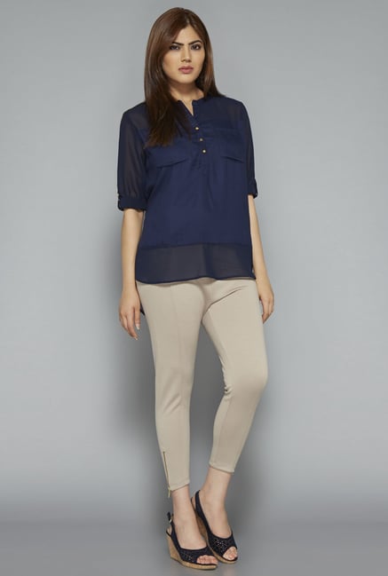 Gia by Westside Navy Solid Blouse Gia by Westside Navy Solid Blouse