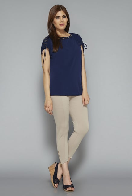 Gia by Westside Navy Olive Solid Top Gia by Westside Navy Olive Solid Top
