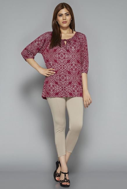 Gia by Westside Maroon Printed Blouse Gia by Westside Maroon Printed Blouse