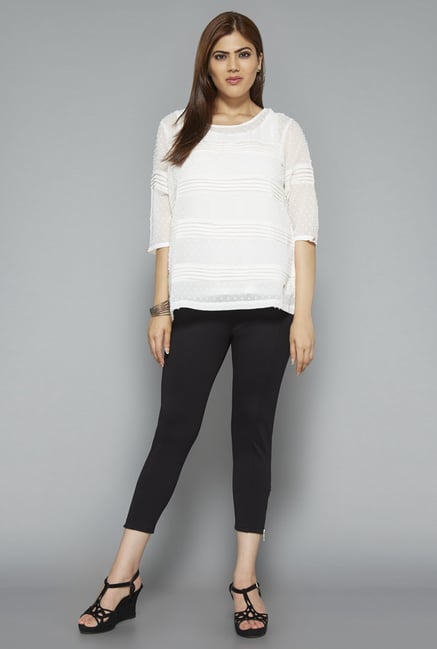 Gia by Westside Off White Self Print Blouse Gia by Westside Off White Self Print Blouse