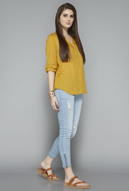 LOV by Westside Mustard Seira Blouse LOV by Westside Mustard Seira Blouse