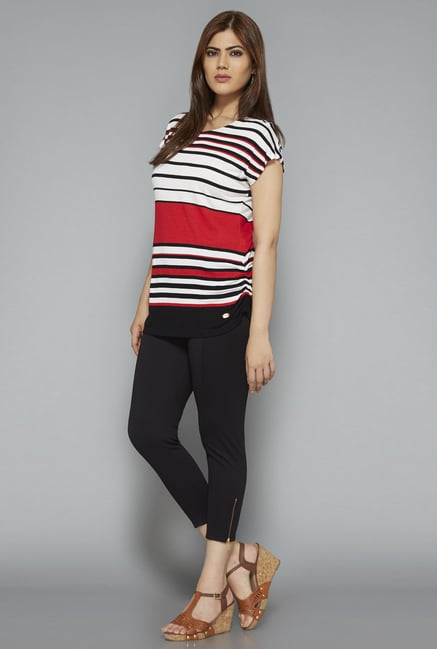 Gia by Westside White Striped T Shirt Gia by Westside White Striped T Shirt