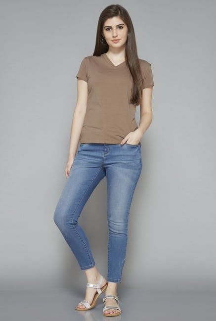 LOV by Westside Taupe Solid T Shirt LOV by Westside Taupe Solid T Shirt