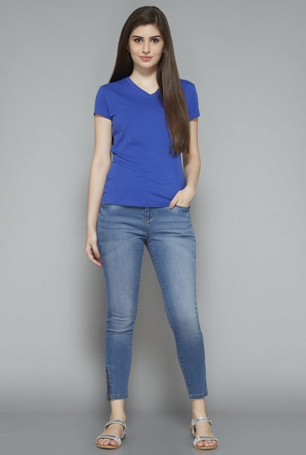 LOV by Westside Blue Solid T Shirt LOV by Westside Blue Solid T Shirt