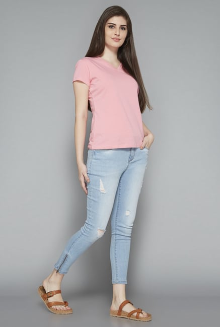 LOV by Westside Pink Solid T Shirt LOV by Westside Pink Solid T Shirt