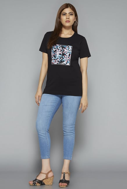 Gia by Westside Black Printed T Shirt Gia by Westside Black Printed T Shirt