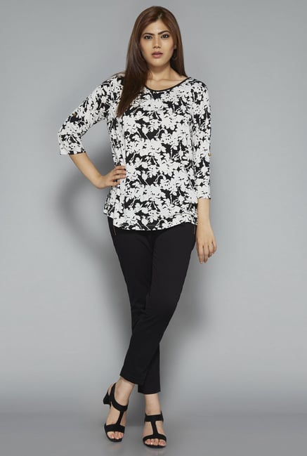 Gia by Westside Black Floral Print T Shirt Gia by Westside Black Floral Print T Shirt