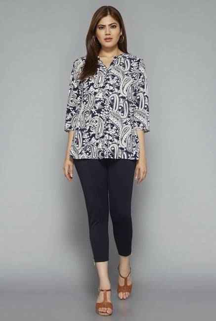 Gia by Westside Navy Paisley Print Blouse Gia by Westside Navy Paisley Print Blouse