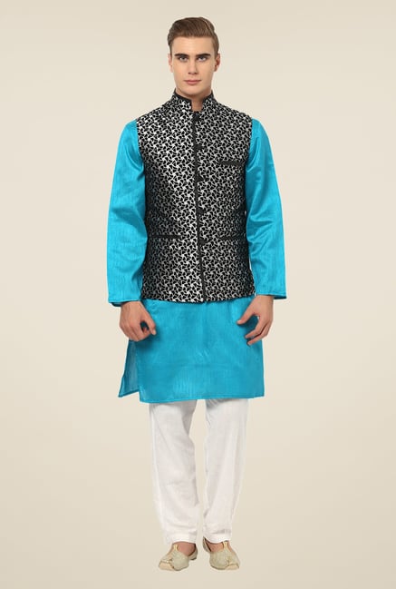 Yepme Silver & Black Drew Nehru Jacket Yepme Silver & Black Drew Nehru Jacket