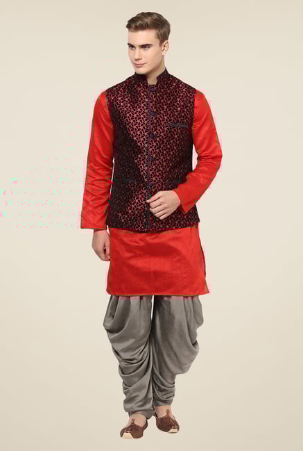Yepme Black & Red Drew Nehru Jacket Yepme Black & Red Drew Nehru Jacket