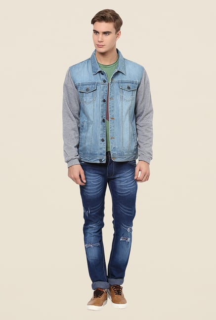 Yepme Blue Franklin Sleeveless Denim Jacket Yepme Blue Franklin Sleeveless Denim Jacket
