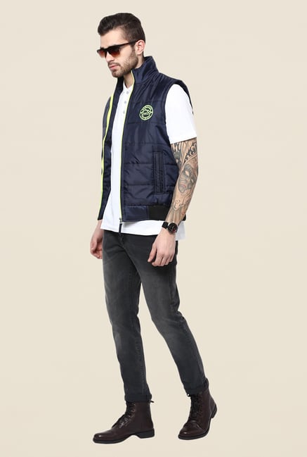 Yepme Edgar Navy Sleeveless Jacket Yepme Edgar Navy Sleeveless Jacket