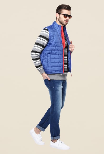 Yepme Julius Blue Sleeveless Jacket Yepme Julius Blue Sleeveless Jacket