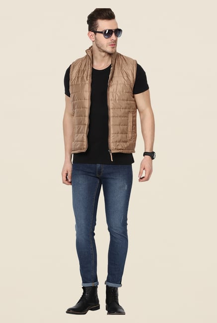 Yepme Julius Brown Sleeveless Jacket Yepme Julius Brown Sleeveless Jacket
