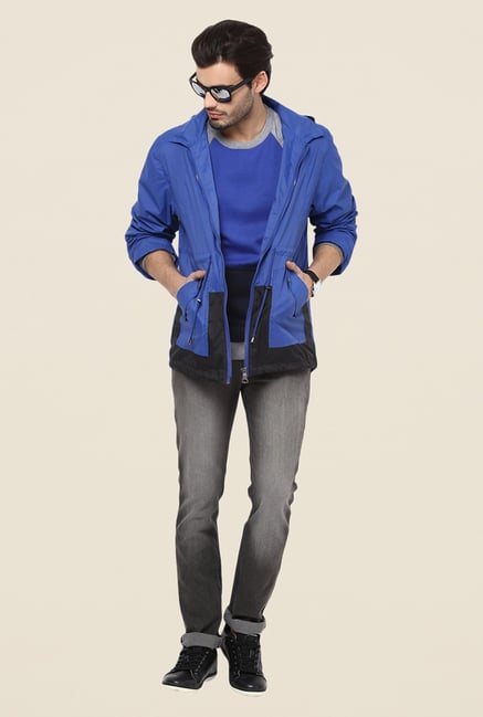 Yepme Hecter Blue Hooded Jacket Yepme Hecter Blue Hooded Jacket