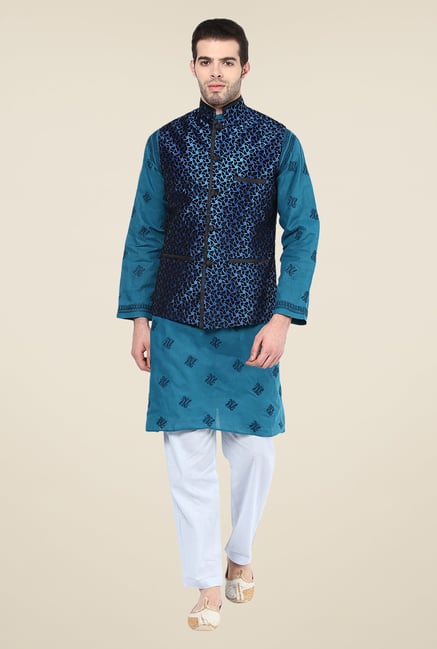 Yepme Blue Printed Nehru Jacket Yepme Blue Printed Nehru Jacket