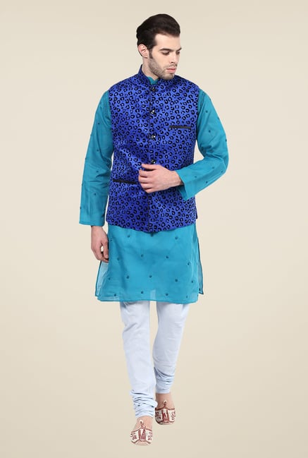 Yepme Blue Printed Nehru Jacket Yepme Blue Printed Nehru Jacket