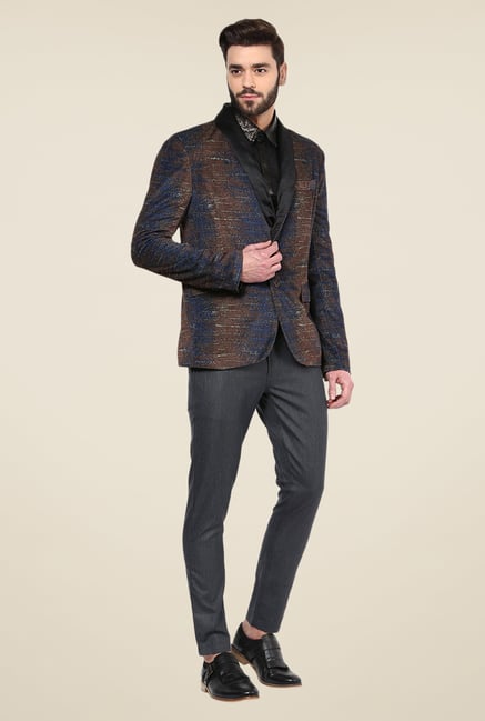 Yepme Bekker Brown & Blue Party Blazer Yepme Bekker Brown & Blue Party Blazer