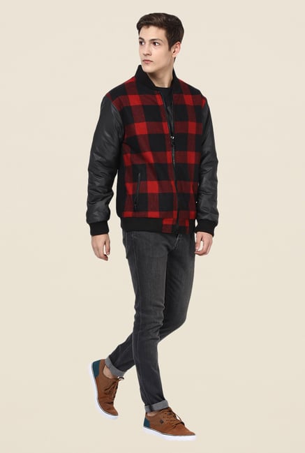 Yepme Stan Red & Black Checked Jacket Yepme Stan Red & Black Checked Jacket