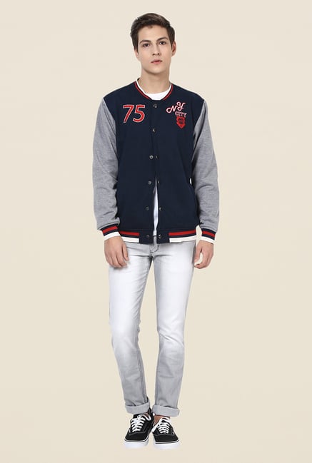 Yepme Louis Navy & Grey Printed Jacket Yepme Louis Navy & Grey Printed Jacket