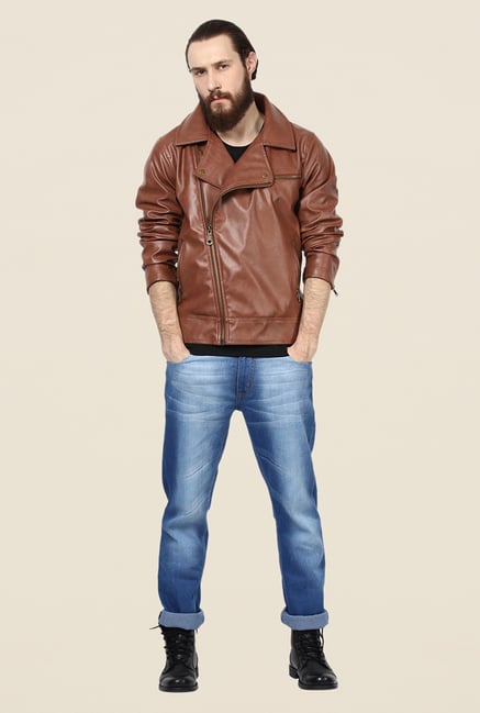 Yepme Fern Brown PU Leather Jacket Yepme Fern Brown PU Leather Jacket
