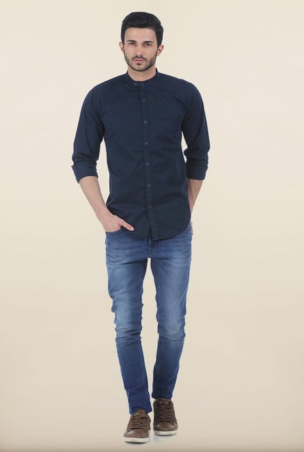 Basics Blueberry Fine Twill Slim Fit Shirt Basics Blueberry Fine Twill Slim Fit Shirt