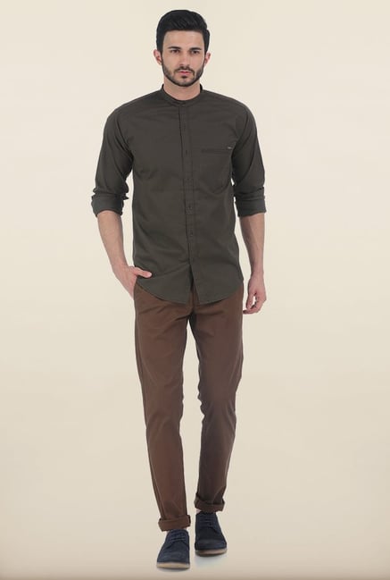 Basics Forest Night Fine Twill Slim Fit Shirt Basics Forest Night Fine Twill Slim Fit Shirt