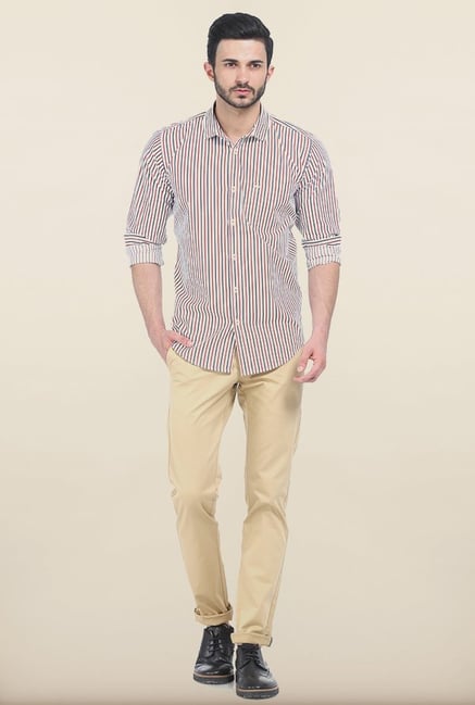 Basics Haute Red Yarn Dyed Bengal Stripe Slim Fit Shirt Basics Haute Red Yarn Dyed Bengal Stripe Slim Fit Shirt