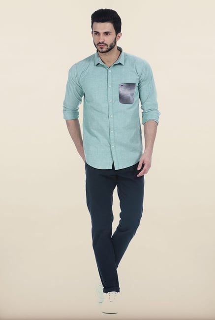 Basics Hemlock Green Oxford Slim Fit Shirt Basics Hemlock Green Oxford Slim Fit Shirt