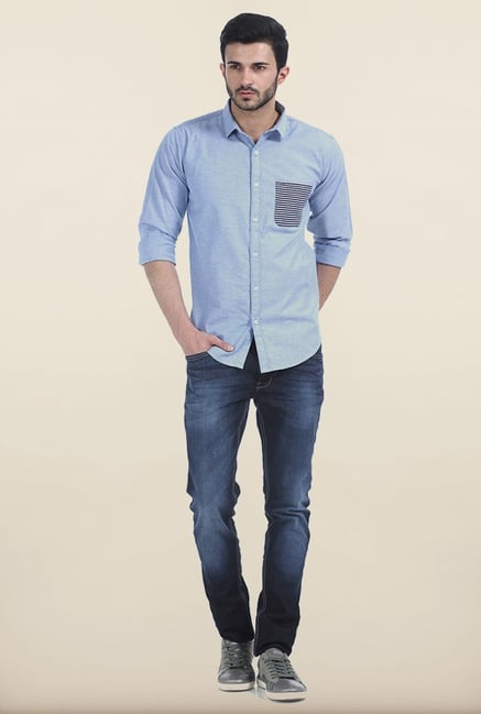 Basics Blue Fog Oxford Slim Fit Shirt Basics Blue Fog Oxford Slim Fit Shirt