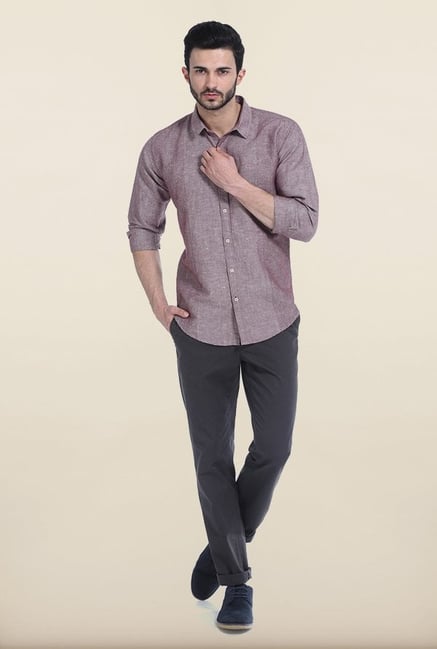 Basics Purple Chambray Combination Slim Fit Shirt Basics Purple Chambray Combination Slim Fit Shirt