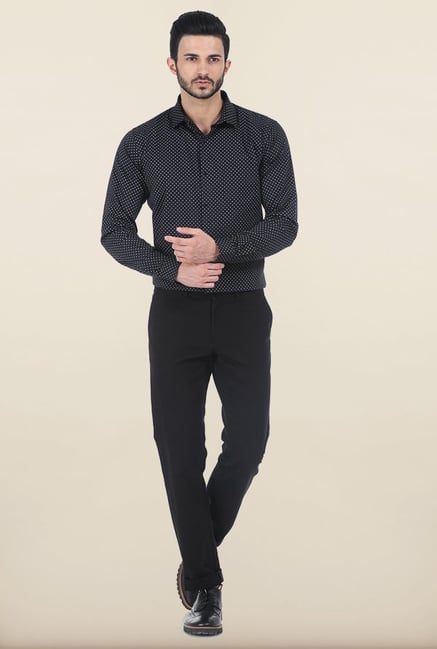 Basics Black Moonless Night Printed Slim Fit Shirt Basics Black Moonless Night Printed Slim Fit Shirt