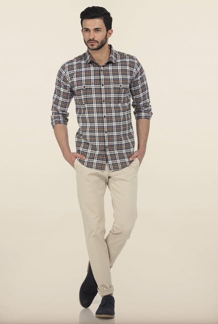 Basics Toasted Coconut Checks Slim Fit Oxford Shirt Basics Toasted Coconut Checks Slim Fit Oxford Shirt