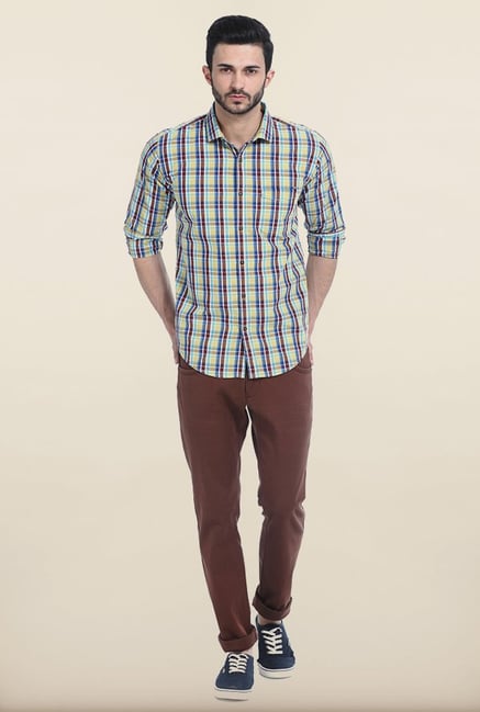 Basics Fall Leaf Checked Slim Fit Shirt Basics Fall Leaf Checked Slim Fit Shirt
