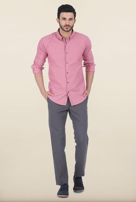 Basics Pink Anchor Print Slim Fit Shirt Basics Pink Anchor Print Slim Fit Shirt