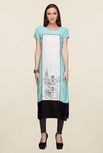 W Blue Printed Kurta W Blue Printed Kurta