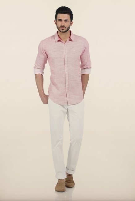 Basics Pink Yarn Dyed Dobby Slim Fit Shirt Basics Pink Yarn Dyed Dobby Slim Fit Shirt