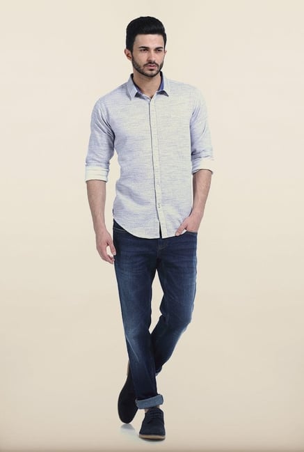 Basics Winter Sky Yarn Dyed Dobby Slim Fit Shirt Basics Winter Sky Yarn Dyed Dobby Slim Fit Shirt