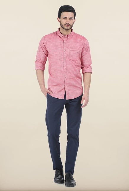 Basics Mars Pink Chambray Slim Fit Shirt Basics Mars Pink Chambray Slim Fit Shirt